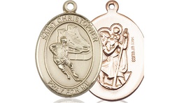 [8504GF] 14kt Gold Filled Saint Christopher Hockey Medal