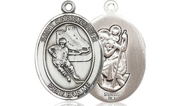 [8504SS] Sterling Silver Saint Christopher Hockey Medal