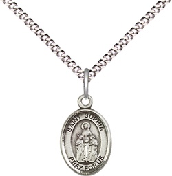 [9136SS/18S] Sterling Silver Saint Sophia Pendant on a 18 inch Light Rhodium Light Curb chain