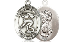 [8511SS] Sterling Silver Saint Christopher Swimming Medal