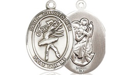 [8512SS] Sterling Silver Saint Christopher Dance Medal
