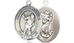 [8516SS] Sterling Silver Saint Christopher Lacrosse Medal