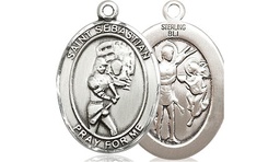 [8607SS] Sterling Silver Saint Sebastian Softball Medal