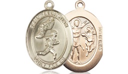 [8609GF] 14kt Gold Filled Saint Sebastian Track and Field Medal