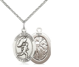 [8609SS/18SS] Sterling Silver Saint Sebastian Track and Field Pendant on a 18 inch Sterling Silver Light Curb chain