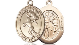 [8610GF] 14kt Gold Filled Saint Sebastian Track and Field Medal