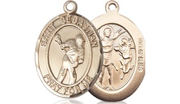 [8616GF] 14kt Gold Filled Saint Sebastian Lacrosse Medal