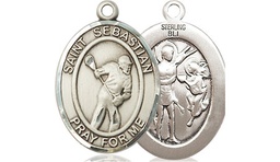 [8616SS] Sterling Silver Saint Sebastian Lacrosse Medal