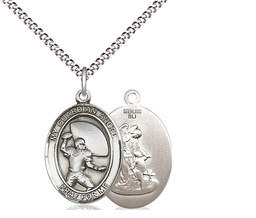 [8701SS/18S] Sterling Silver Guardian Angel Football Pendant on a 18 inch Light Rhodium Light Curb chain