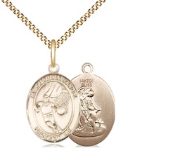 [8702GF/18G] 14kt Gold Filled Guardian Angel Basketball Pendant on a 18 inch Gold Plate Light Curb chain