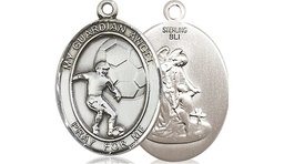 [8703SS] Sterling Silver Guardian Angel Soccer Medal