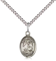 [9001SS/18S] Sterling Silver Saint Albert the Great Pendant on a 18 inch Light Rhodium Light Curb chain