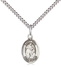 [9002SS/18S] Sterling Silver Saint Ann Pendant on a 18 inch Light Rhodium Light Curb chain