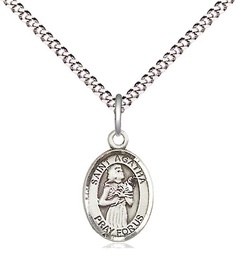 [9003SS/18S] Sterling Silver Saint Agatha Pendant on a 18 inch Light Rhodium Light Curb chain