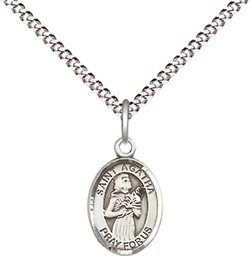 [9003SS/18S] Sterling Silver Saint Agatha Pendant on a 18 inch Light Rhodium Light Curb chain