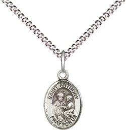 [9004SS/18S] Sterling Silver Saint Anthony of Padua Pendant on a 18 inch Light Rhodium Light Curb chain