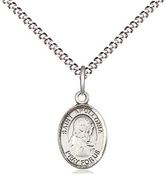[9005SS/18S] Sterling Silver Saint Apollonia Pendant on a 18 inch Light Rhodium Light Curb chain