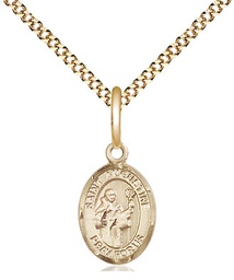 [9007GF/18G] 14kt Gold Filled Saint Augustine Pendant on a 18 inch Gold Plate Light Curb chain