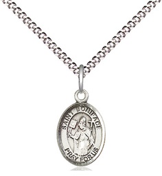 [9009SS/18S] Sterling Silver Saint Boniface Pendant on a 18 inch Light Rhodium Light Curb chain