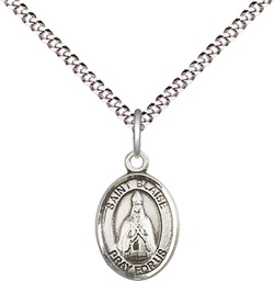 [9010SS/18S] Sterling Silver Saint Blaise Pendant on a 18 inch Light Rhodium Light Curb chain