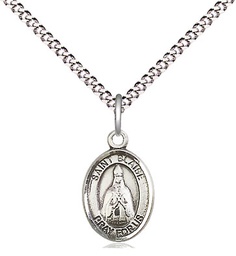 [9010SS/18S] Sterling Silver Saint Blaise Pendant on a 18 inch Light Rhodium Light Curb chain