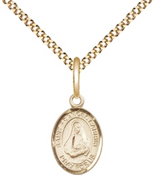 [9011GF/18G] 14kt Gold Filled Saint Frances Cabrini Pendant on a 18 inch Gold Plate Light Curb chain