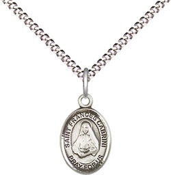 [9011SS/18S] Sterling Silver Saint Frances Cabrini Pendant on a 18 inch Light Rhodium Light Curb chain