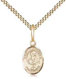 [9012GF/18G] 14kt Gold Filled Saint Alexander Sauli Pendant on a 18 inch Gold Plate Light Curb chain