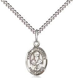 [9012SS/18S] Sterling Silver Saint Alexander Sauli Pendant on a 18 inch Light Rhodium Light Curb chain