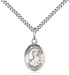 [9013SS/18S] Sterling Silver Saint Benjamin Pendant on a 18 inch Light Rhodium Light Curb chain