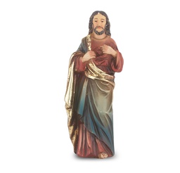 [HI-1735-101] 4" Cold Cast Resin Hand Painted Statue of Sacred Heart 