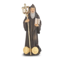 [HI-1735-645] 4" Cold Cast Resin Hand Painted Statue of St. Benedict 