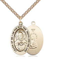 [11098GF/24GF] 14kt Gold Filled Scapular Pendant on a 24 inch Gold Filled Heavy Curb chain