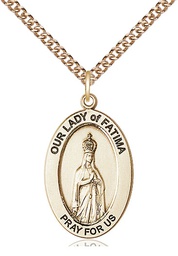[11205GF/24GF] 14kt Gold Filled Our Lady of Fatima Pendant on a 24 inch Gold Filled Heavy Curb chain