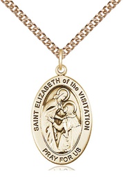 [11311GF/24GF] 14kt Gold Filled Saint Elizabeth of the Visitation Pendant on a 24 inch Gold Filled Heavy Curb chain