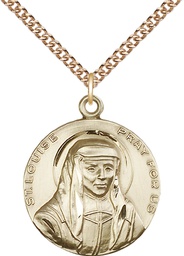 [1159GF/24GF] 14kt Gold Filled Saint Louise Pendant on a 24 inch Gold Filled Heavy Curb chain