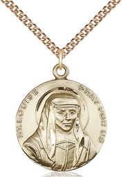 [1159GF/24GF] 14kt Gold Filled Saint Louise Pendant on a 24 inch Gold Filled Heavy Curb chain