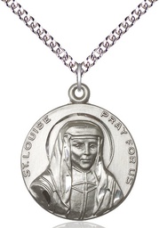 [1159SS/24SS] Sterling Silver Saint Louise Pendant on a 24 inch Sterling Silver Heavy Curb chain