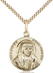 [1160GF/18G] 14kt Gold Filled Saint Louise Pendant on a 18 inch Gold Plate Light Curb chain