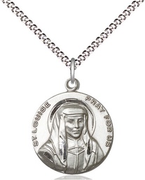 [1160SS/18S] Sterling Silver Saint Louise Pendant on a 18 inch Light Rhodium Light Curb chain