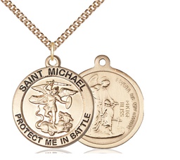 [1170GF1/24GF] 14kt Gold Filled Saint Michael Air Force Pendant on a 24 inch Gold Filled Heavy Curb chain