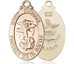 [1171GF2] 14kt Gold Filled Saint Michael Army Medal