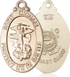 [1171GF3] 14kt Gold Filled Saint Michael Guardian Angel Coast Guard Medal
