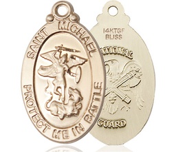 [1171GF5] 14kt Gold Filled Saint Michael National Guard Medal