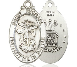 [1171SS1] Sterling Silver Saint Michael Air Force Medal
