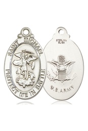 [1171SS2] Sterling Silver Saint Michael Army Medal