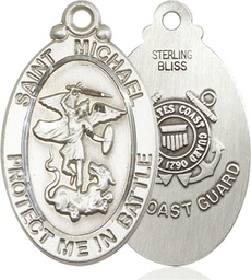 [1171SS3] Sterling Silver Saint Michael Guardian Angel Coast Guard Medal