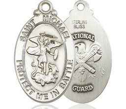 [1171SS5] Sterling Silver Saint Michael National Guard Medal