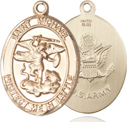 [1172GF2] 14kt Gold Filled Saint Michael Army Medal