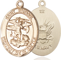 [1172GF6] 14kt Gold Filled Saint Michael Navy Medal